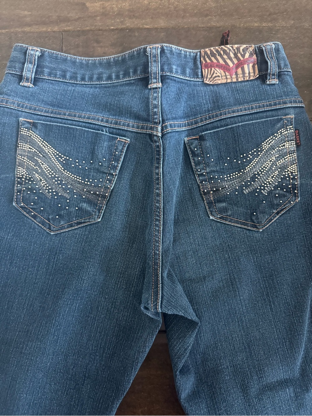 Women's Blue Denim Jeans with Embellished Back Pockets